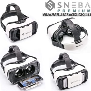 WapSter Vr Headset, Sneba White Virtual Reality, Headset VR Glasses for 3D Video Movies Games for Apple iPhone 11, Samsung Huwei HTC More Smartphones.